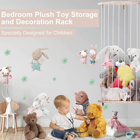 حامل ألعاب قطيفة على شكل زاوية خشبية لتخزين الحيوانات المحشوة من Cevhzoe مع نمط نجمة، رف منظم لألعاب الحيوانات المحشوة معلق بطول قابل للتعديل لغرفة لعب الأطفال وغرفة النوم وغرفة الأطفال in Kuwait