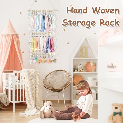 حامل عصابة رأس مع 3 قطع من عصابة الرأس، منظم إكسسوارات شعر الأطفال للفتيات، منظم حامل القوس لديكور جدار المنزل في غرفة الأطفال in Kuwait