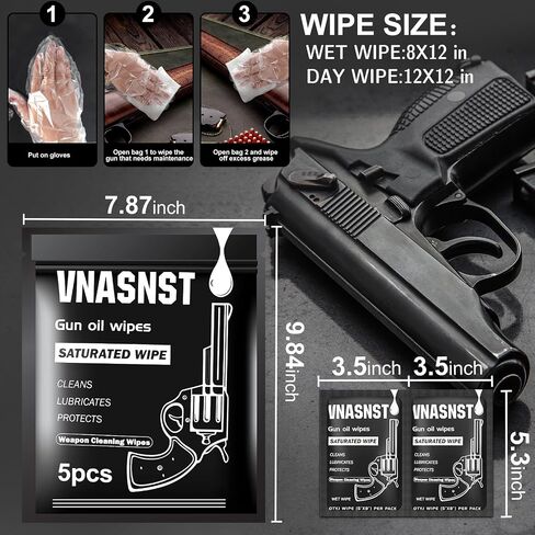 Single-Use Saturated Gun Cleaning Wipes Packets Comes Gun Oil Wipes with Highly Absorbent Cleaning Cloth,One-Step Gun Cleaning Oil Lubricant Field Wipes for Hunting (5pcs) in Saudi Arabia