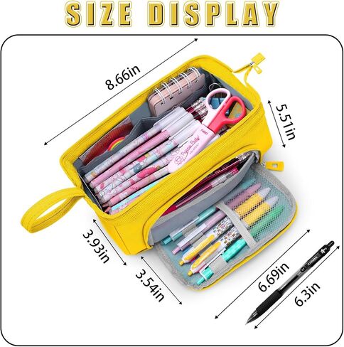 Large Pencil Case Pouch for Girls, Cute Kids Pencil Box School Supplies, Big Capacity Zipper Pencil Pouches Bag Organizer, Back to School Gift for Student Teen Women College Office in Saudi Arabia