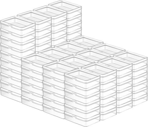 100 Pcs Small Plastic Storage Containers Box Small Clear Containers with Lids Mini Bead Case for Organizing Jewelry Earplugs Pills Craft Hardware and Tiny Items, 2.6 x 1.8 x 0.8 Inches in Saudi Arabia