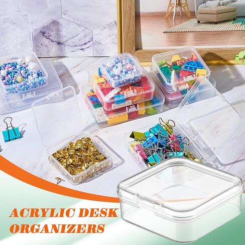 100 Pcs Small Plastic Storage Containers Box Small Clear Containers with Lids Mini Bead Case for Organizing Jewelry Earplugs Pills Craft Hardware and Tiny Items, 2.6 x 1.8 x 0.8 Inches in Saudi Arabia