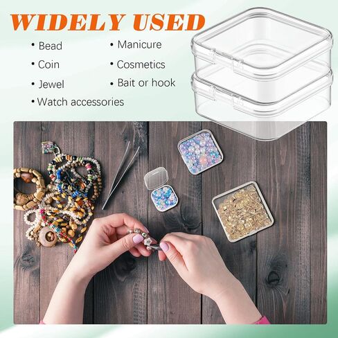 100 Pcs Small Plastic Storage Containers Box Small Clear Containers with Lids Mini Bead Case for Organizing Jewelry Earplugs Pills Craft Hardware and Tiny Items, 2.6 x 1.8 x 0.8 Inches in Saudi Arabia