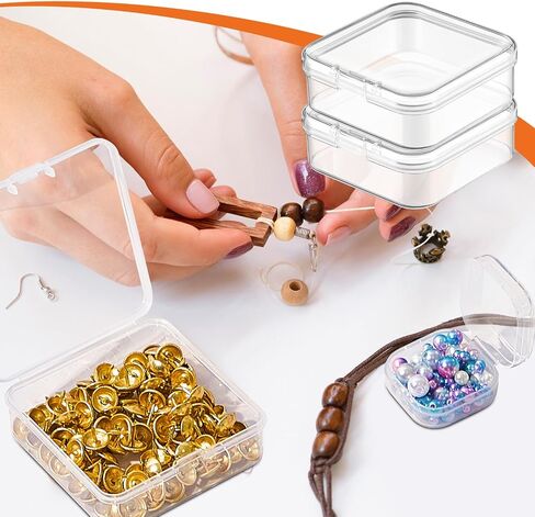100 Pcs Small Plastic Storage Containers Box Small Clear Containers with Lids Mini Bead Case for Organizing Jewelry Earplugs Pills Craft Hardware and Tiny Items, 2.6 x 1.8 x 0.8 Inches in Saudi Arabia