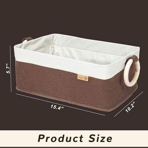 Yiotl Premium Dog Toy Box, Pet Toy Storage Basket - Felt & Canvas Storage Basket for Toys - White & Brown in Kuwait