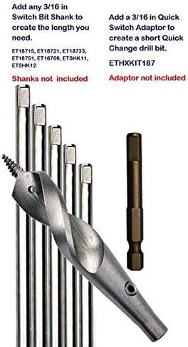 مثقاب مثقاب مرن من Eagle Tool US ETS56236، لقمة تبديل قابلة للتبديل، نقطة لولبية، 9/16 بوصة × 36 بوصة، صنع في الولايات المتحدة الأمريكية in Kuwait