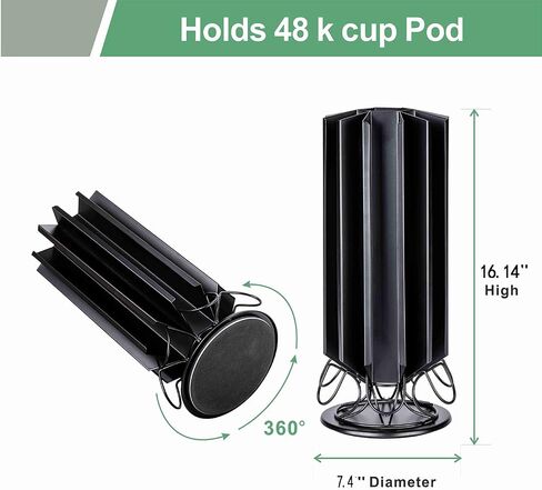 حامل أكواب ZCDCP K، حامل حامل حامل Keurig Pod دائري بزاوية 360 درجة، 48 حامل كبسولات القهوة لمنظم أكواب K، أسود in Saudi Arabia