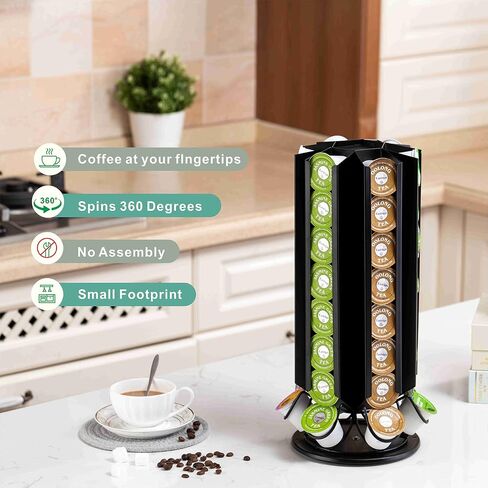 حامل أكواب ZCDCP K، حامل حامل حامل Keurig Pod دائري بزاوية 360 درجة، 48 حامل كبسولات القهوة لمنظم أكواب K، أسود in Saudi Arabia