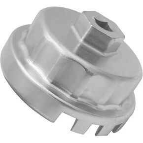 Heavy Duty Oil Filter Wrench, Oil Filter Cap Removal Socket Tool with 14 Grooves, Filter Wrench Compatible with 4Runner RAV4 ES300h with 2.5-5.7L Engines, Car Accessories (Silver)