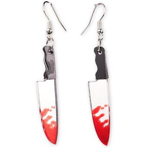 Gothic Punk Earrings, Bloody Halloween Costume Accessory, 1.75 Inches