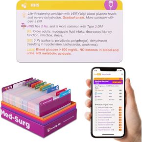 بطاقات فلاش Med-Surg - بدون زغب - المعلومات الأساسية فقط لمدرسة التمريض - 2024-2025 NCLEX ATI HESI Review LPN RN Flash Cards (409 بطاقة)