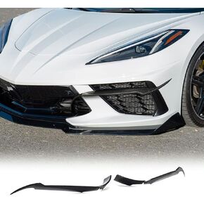 MCARCAR KIT C8 Carbon Fiber Front Bumper Canards Splitters for Chevrolet Corvette C8 2020-2024 Front Bumper Side Canards Dive Plane Air Vent Canards Fins Intake Grill Inserts