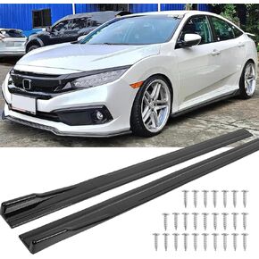 2PCS Universal Car Side Skirts, 86.6" Side Skirts Extension Splitter Lip, Car Rocker Panels Side Skirt Body Kit, Compatible with Honda Civic Toyota Corolla Nissan Altima VW Chevrolet Camaro