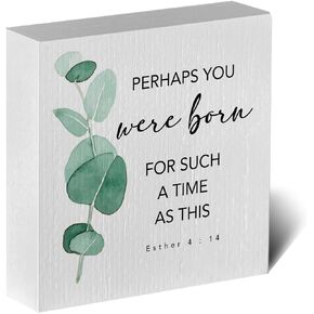When My Heart is Overwhelmed Bible Verse Artwork Wood Box Sign Rustic Farmhouse Style Psalm 61 : 2 Christian Wood Block Plaque 5 X 5 Inches Home Office Desk Sign Decor for Presents