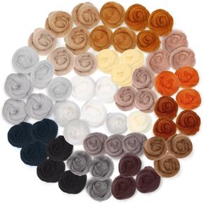 HunnmingRe 60 Pack Needle Felting Wool Fibre Wool Roving Bulk 20 Colour Assorted Colors Wool for Felting Supplies DIY Craft Hand Spinning Blending Materials, 10g/Pack(Vibrant Colors) in Saudi Arabia