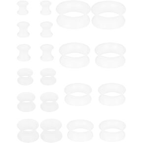 Silicone Ear Gauges Tunnels Plugs for Ears Women Men Earrings Black/Clear/White Size 4mm-20mm 6G-7/8In Double Gage Retainer Stretching Kit Starter Stretchers Expander