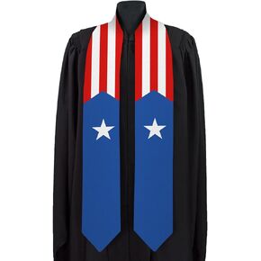 Puerto Rico Graduation Sash National Graduation Sash/Stole International Study Abroad Unisex Country Flag Graduation Sash (Puerto Rico)