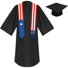 2024 Unisex St 72 Inch Puerto Rico Flag and USA Flag Mixed Graduation Stole Sash For Graduation's Day (Baccalaureate Gown and Hat Not Included)