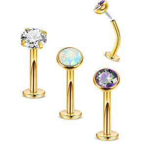 14G 3Pcs Surgical Steel Threadless Belly Button Ring for Women CZ Flatback Floating Belly Ring Petite Navel Ring Tiny Curved Barbell Push in Belly Piercing