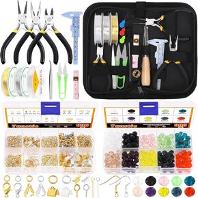 Tanstic 951Pcs Jewelry Making Supplies Kit, Jewelry Making Kit with Jewelry Making Tools, Jewelry Pliers, Jewelry Wires, Jewelry Jump Rings Findings and Storage Bag for Jewelry Repair and Beading in Kuwait
