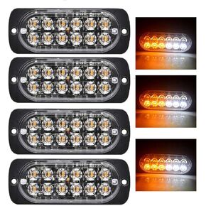 Led Strobe Lights Super Bright 12 LEDs Car Truck Slim Flash Light Bar Car Vehicle Emergency Warning Strobe Lamps (4pcs, yellow) in Saudi Arabia
