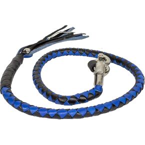 Dream Apparel 42" Leather Motorcycle Get Back Whip for Handlebar Fringed Biker Whip, Black and Red