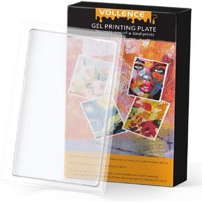 Vollence Gel Printing Plate - 7"x 5"Reusable Gel Monoprinting Plate for Press Art, Printmaking Gel Plate for Scrapbooking, Card Making, Art and Craft, Collage