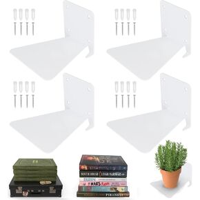 Floating Bookshelf Iron Invisible Floating Book Shelves Wall Mounted Heavy Duty Book Organizer, Black (Pack of 12)