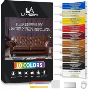 Black Leather Repair Kit for Furniture, Leather Vinyl Repair Kit for Car Interior,Couch, Jacket, and Purse - Fixes Tears, Burn Holes, and Scratches, Restores Any Material, Bonded, Pleather, Genuine