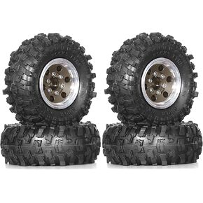 REDSPIDER 1.0 Beadlock Wheels and Tires（4pcs） 1.0 Crawler Tires 51 * 20mm 1.0 Wheel Color and Style are Optional 1/18 1/24 RC Crawler Tires for SCX24 TRX4M FMS FCX24 FCX18 AX24 ﻿ (Red（Circular Hole）)