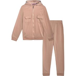 Coney Island Girls' Active Jogger Set - 2 Piece Zip-Up Fleece Hoodie and Joggers (Size: 7-12)