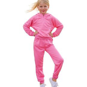 fioukiay Girls Outfits 2 Piece Half Zipper Hoodies Sweatsuits Long Sleeve Athletic Sweatshirts and Sweatpants with Pockets