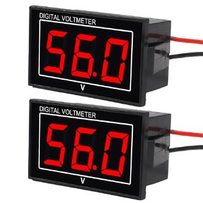 2PCS DC5-130V 12V 24V 36V 48V LED Car Digital Monitor Volt Meter Display Battery Gauge Voltage 0.56" Waterproof Battery Monitor for Golf Cart Bicycle Motorcycle Boats(Red)