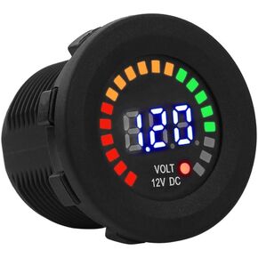 Qiilu LED Digital Voltmeter, 2V DC Digital Voltmeter Volt Gauge Tester meter Waterproof for Car Motorcycle Truck Boat Marine Black