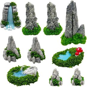 مجموعة حديقة خرافية مصغرة من 10 قطع من Woohome، زينة أحواض سباحة صغيرة للجبال وإكسسوارات حديقة مصغرة لتزيين بيت الدمى وديكور منزل النبات in Kuwait