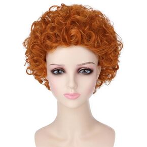 Orange Red Curly Wig for Kids Annie Costume Wig Short Curly Synthetic Child Wig for Halloween Cosplay Party