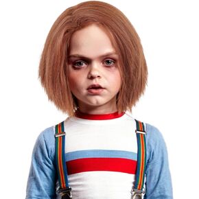 شعر مستعار قصير للأطفال باللون البرتقالي والبني للجنسين، شعر مستعار بني زنجبيل قاتل، جزء جانبي، شعر مستعار اصطناعي لأزياء الهالوين والحفلات التنكرية in Kuwait