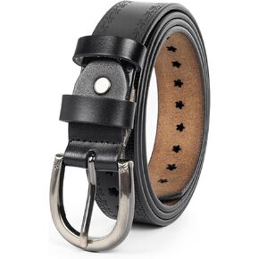 Women’s Genuine-Cowhide-Hollow-Flower-Leather-Belt - Adjustable Vintage Waist-Belt with Pin Buckle for Jeans Dresses