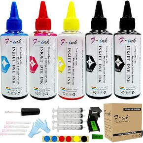 F-INK 5x100ml Bottles Ink and Ink Refill Tools Compatible with Canon PG-245XL CL-246XL PG-275XL CL-276XL PG-245 CL-246 PG-275 CL-276 Ink Cartridges