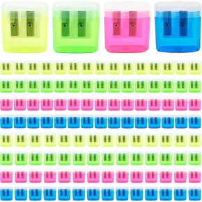 120 Pieces Pencil Sharpeners Bulk Colored Dual Holes Sharpeners Portable Manual Pencil Sharpeners for Kids Students Classroom Supplies, 4 Colors