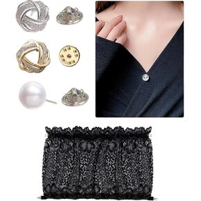 Lace Cleavage Cover Up for Low Neckline，Modesty Panel for Women，Clip On Mock Camisole Snap to Bra Insert