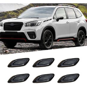 6 PCS Car Air Vent Decorative Stickers, 1.46" x 4.25" ABS Carbon Fiber Pattern Simulated Shark Fin Fender Side Air Vent Stickers, Personalized Modification Accessory, for Most Models (Black)