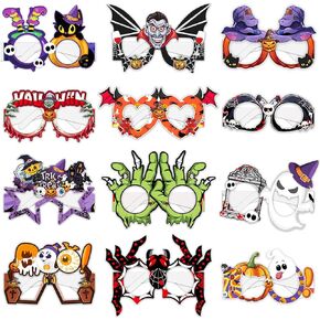 12PCS Halloween Glasses Pumpkin Bat Spider Ghost Glasses Set for Halloween Party Decorations Halloween Party Accessories Halloween Party Glasses Props