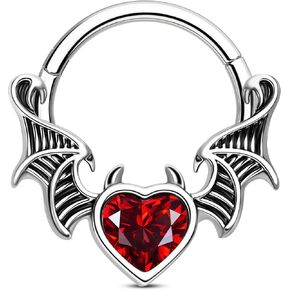 Jewseen Halloween Septum Rings Black Septum Jewelry Bat Wing Cartilage Earring Red Heart Helix Daith Conch Piercing Jewelry CZ Septum Rings 16g for Women Men in Saudi Arabia