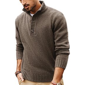 PJ PAUL JONES Mens Pullover Sweaters Quarter Button Sweater Stand Collar Knit Pullovers