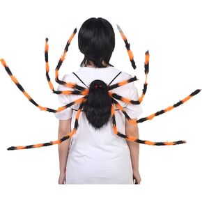 HOOGAR Halloween Adult Spider Backpack Costume Black Colorful Spider Clothes Funny Woman Candy Bag 9 Spider Legs Horror Plush Spider Decoration (Colorful)