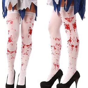 Halloween Blood Stained stockings Cosplay Horror Over Knee High Socks for Women Girls Halloween Cosplay Costume Party 1 Pairs