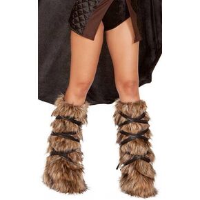 haozaikeji Viking Faux Fur Leg Warmers Furry Medieval Boot Covers Warrior Leg Guards Cosplay Costume Accessory for Women Men in Kuwait