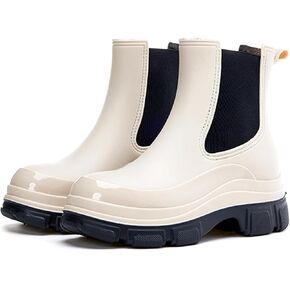 Women's Short Rain Boots Waterproof Garden Shoes Rubber Chelsea Boots Anti-Slipping Rainboots for Ladies with Comfort Insole Lightweight Stylish Ankle Rain Shoes Outdoor Work Booties