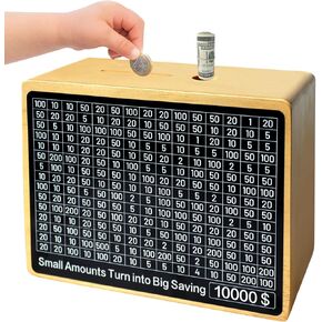 Money Saving Box 10000, 10K Savings Challenge Box, Reusable Kids' Money Banks with Dry Erase Pen (Save for America)
